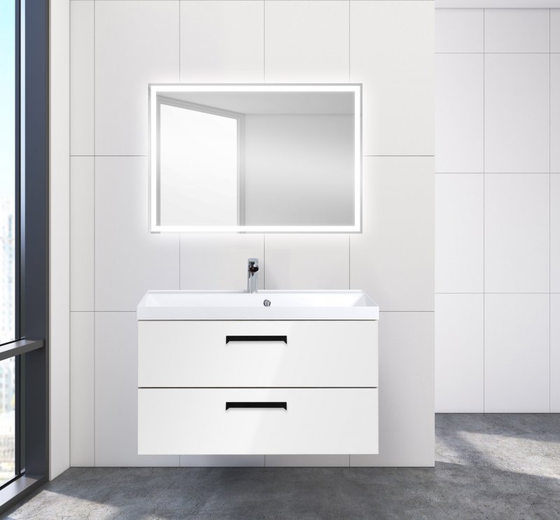 Тумба с раковиной BelBagno Aurora 90 см Bianco Lucido