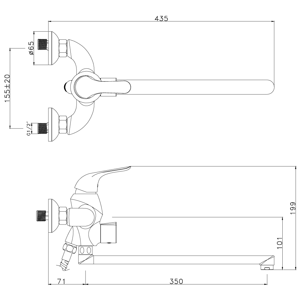 Смеситель универсальный Lemark Swan LM5451BG черный/золото