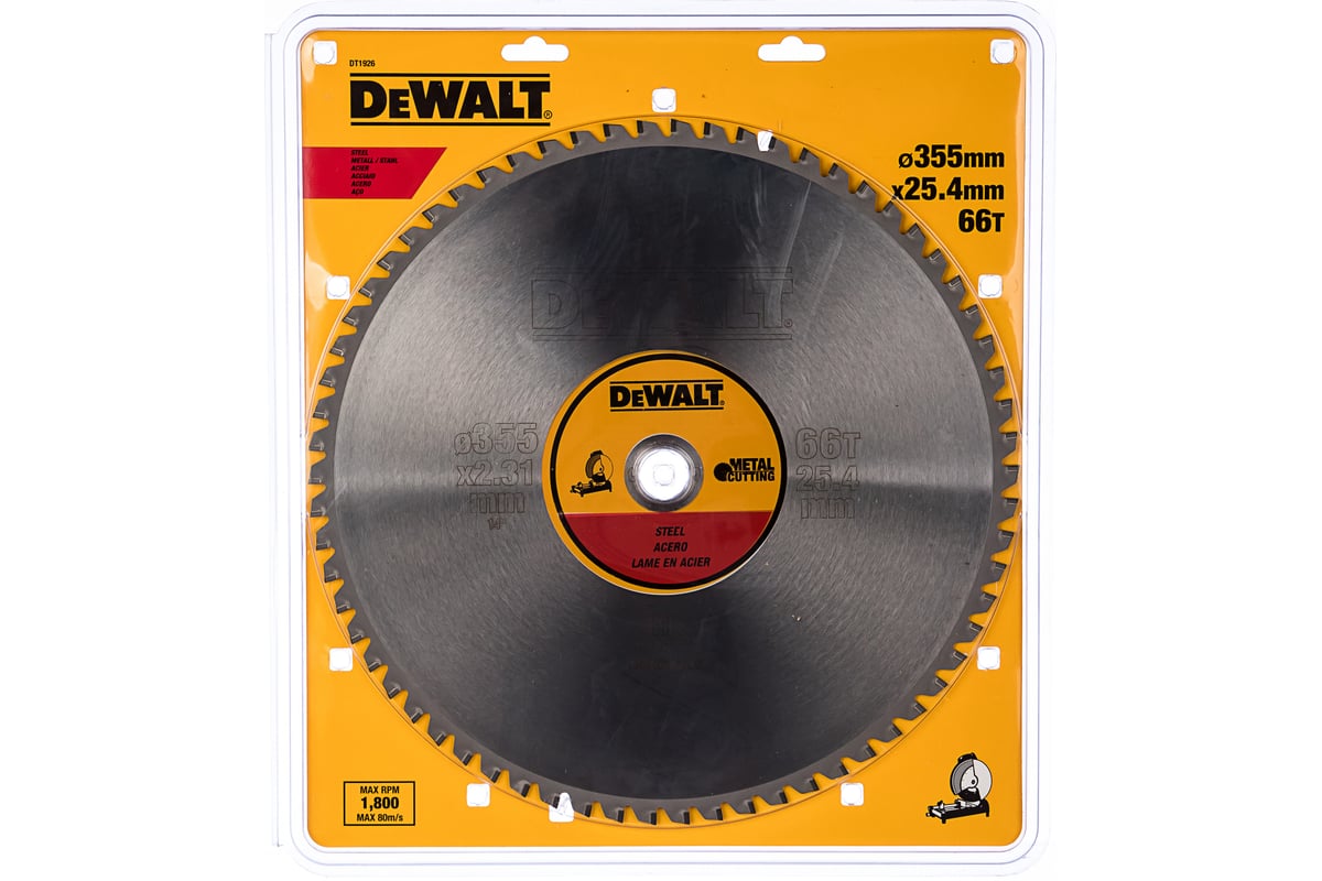 Пильный диск по стали (355х25.4 мм; 66 TCG) DeWalt DT1926