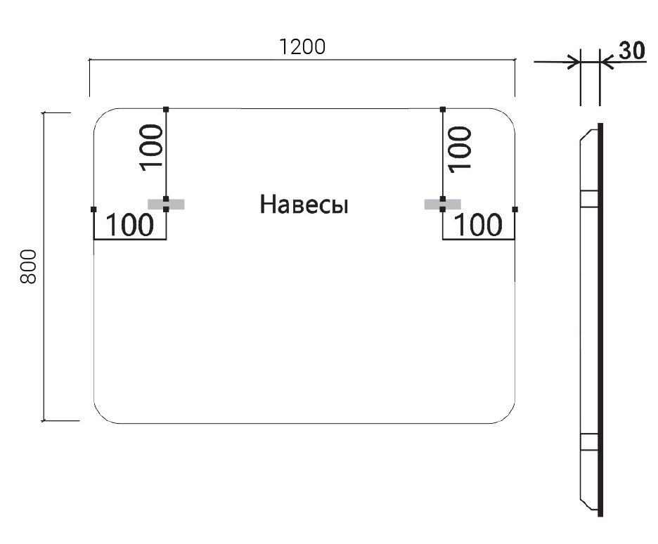 Зеркало Vincea VLM-3VC120B-2 120x80 см, сенсорный выключатель и диммер, антипар, черный