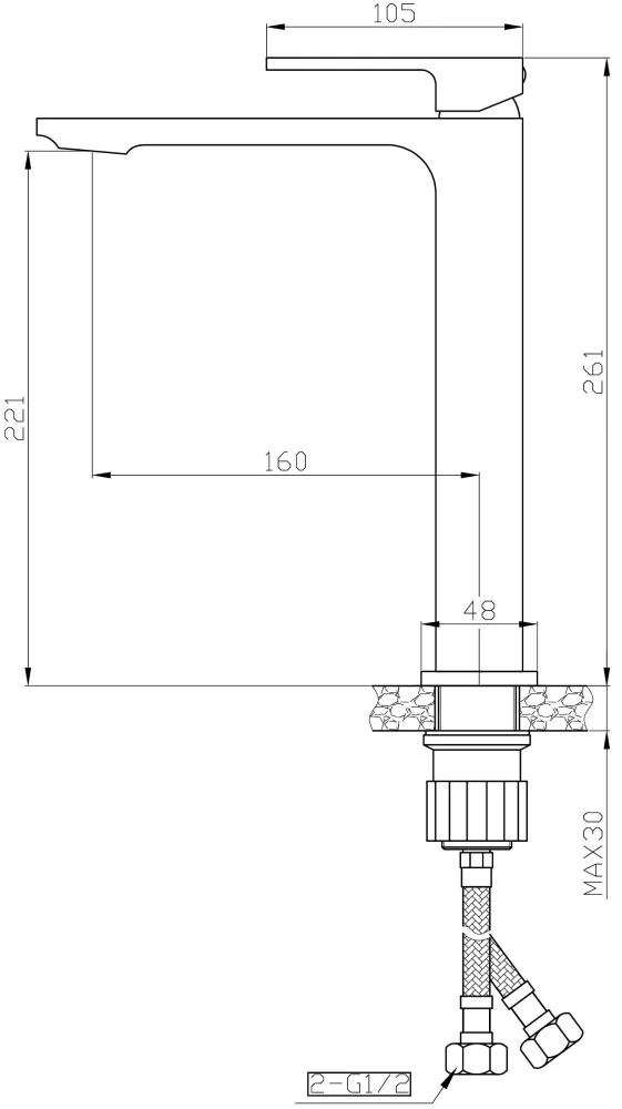 Cмеситель для раковины Orange Lutz M04-121b черный