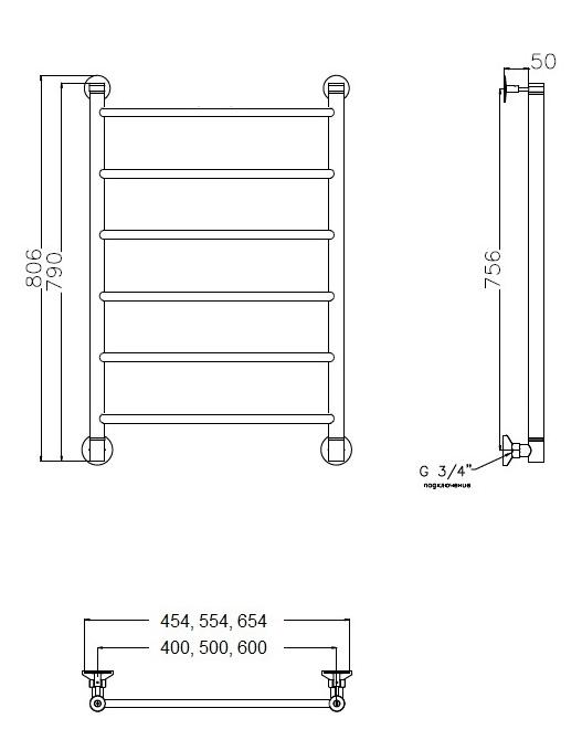 Полотенцесушитель водяной Aquanet Mauro 40x80 см бронза