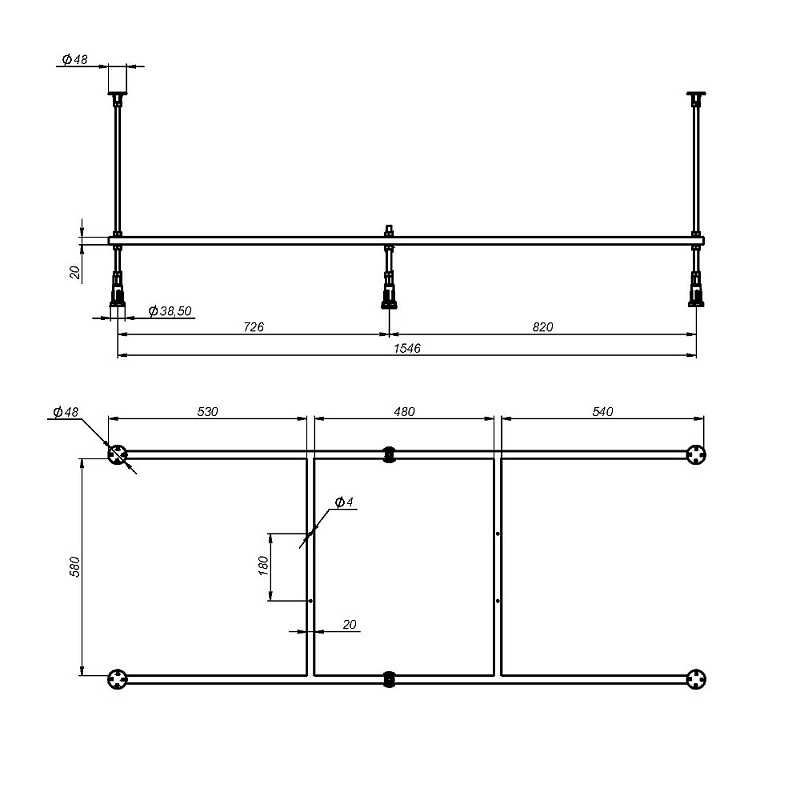 Каркас Am.Pm X-Joy W00A-165-070W-R 165x70 см