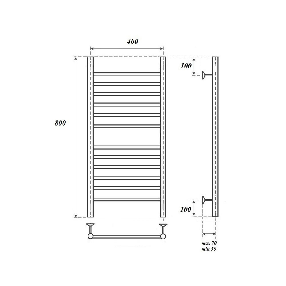 Полотенцесушитель водяной Point PN10148S П12 40x80, хром