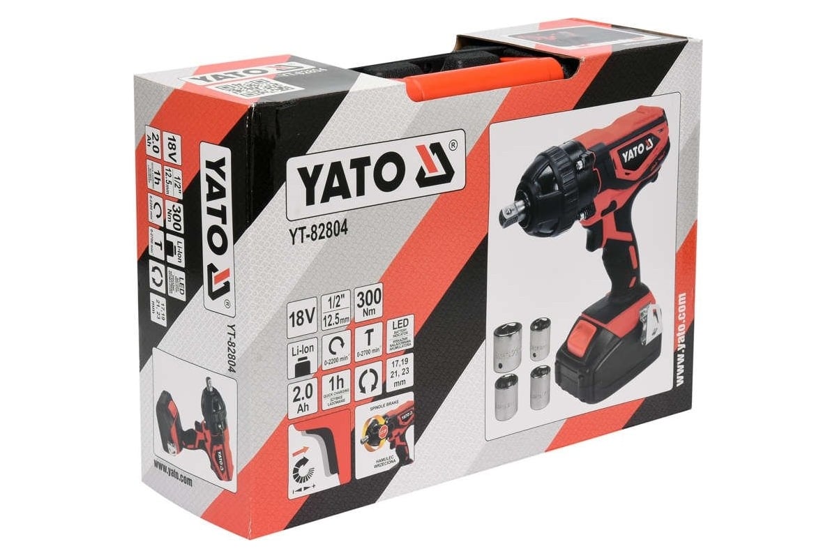 Аккумуляторный ударный гайковерт Yato 18 В, 1/2", 300 Нм YT-82804