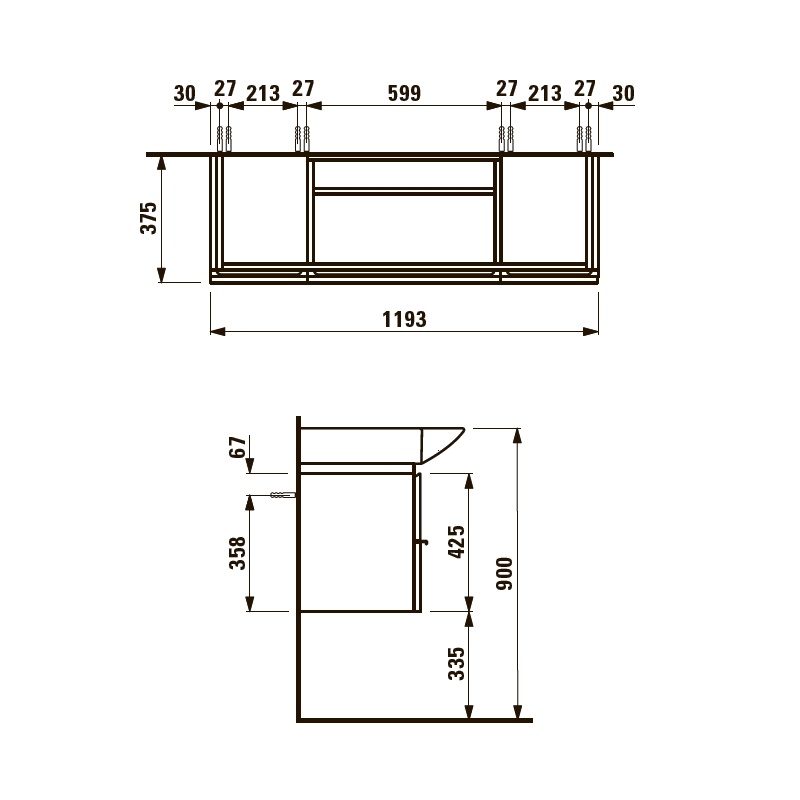 Тумба с раковиной Laufen Palace New 120х51 см белый матовый