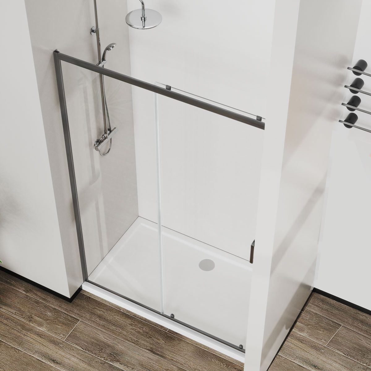 Душевая дверь Vincea City VDS-5CT130CLGM 130x195 вороненая сталь, прозрачная Душевая дверь Vincea City VDS-5CT130CLGM 130x195 вороненая сталь, прозрачная