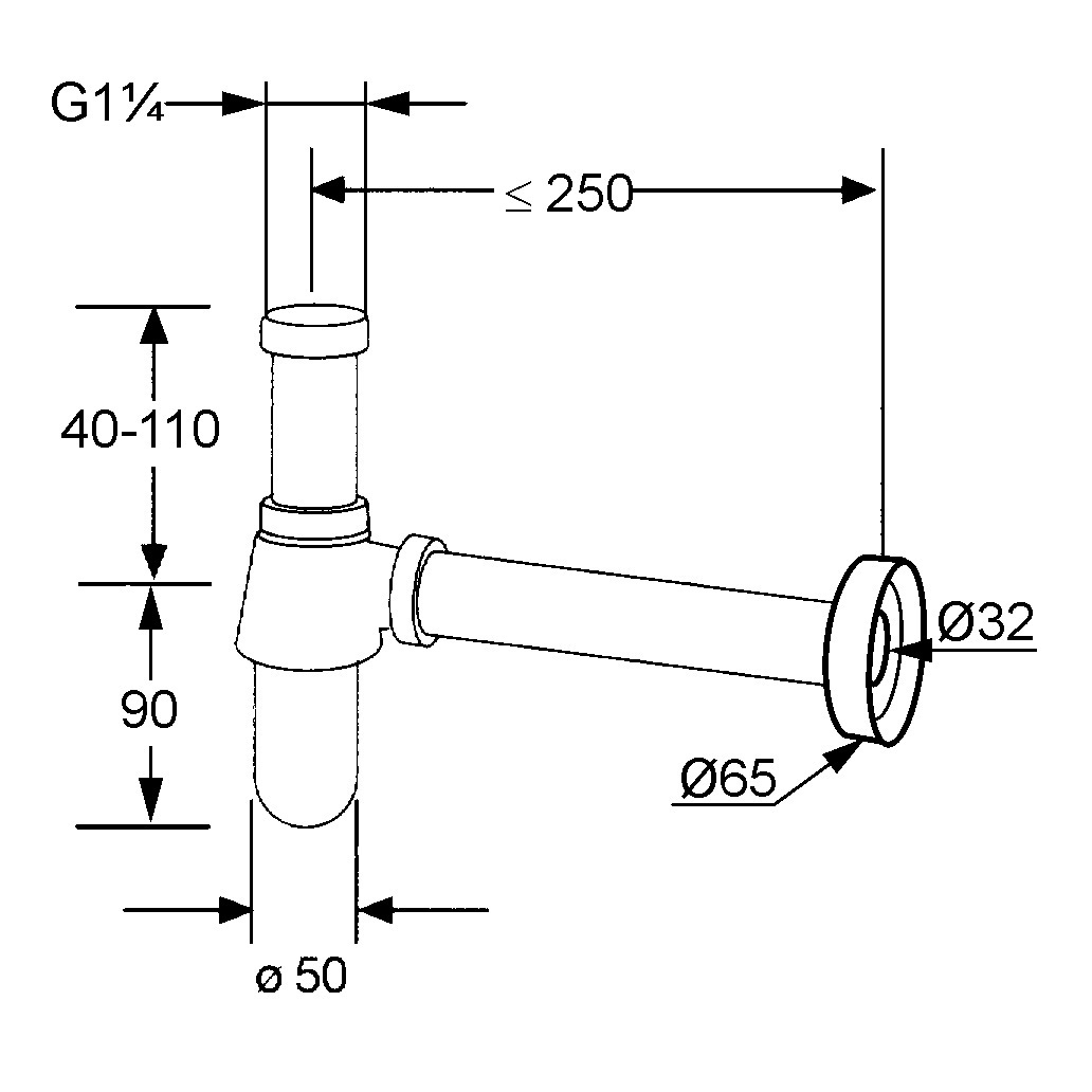 Сифон для раковины Kludi 1010505-00 G1 1/4