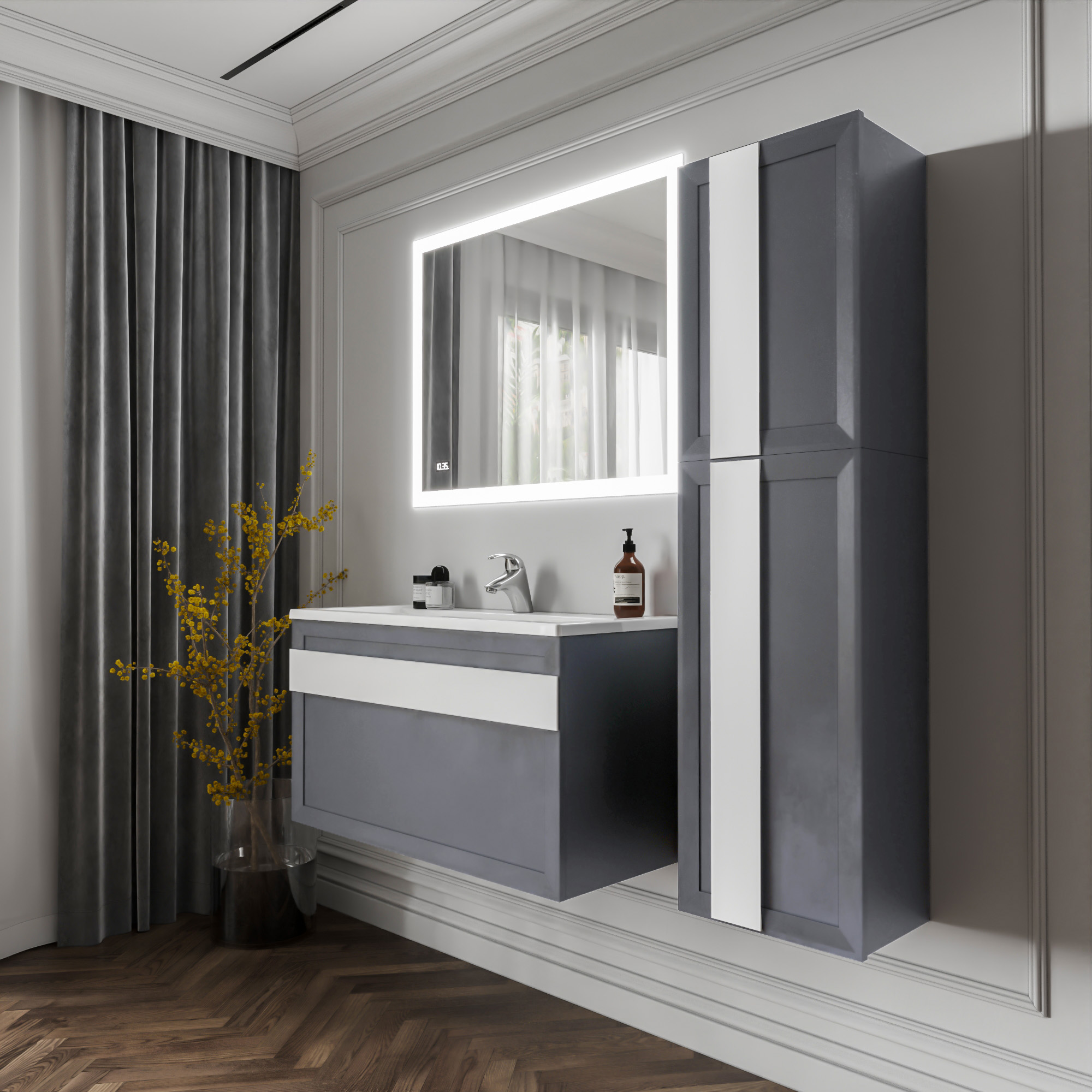 Мебель для ванной Бриклаер Берлин 100 см оникс серый