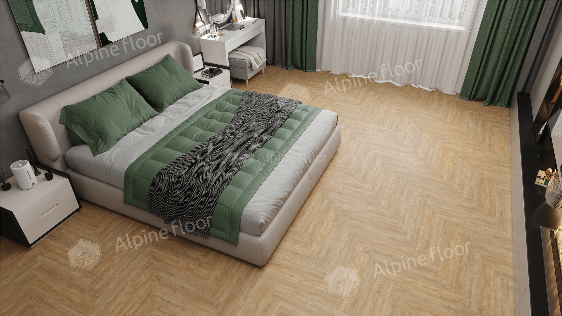 Ламинат Alpine Floor Herringbone Дуб Фландрия 606x101x8 мм, LF102-3A