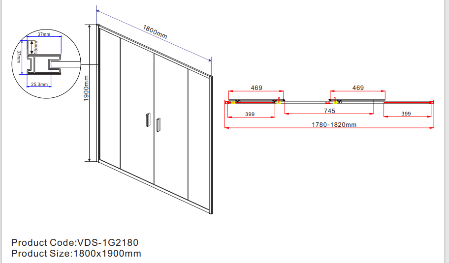 Душевая дверь Vincea Garda VDS-1G2180CL 180x190 хром, прозрачное