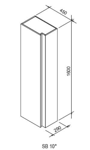 Шкаф пенал Ravak SB 10° 45 см белый глянец