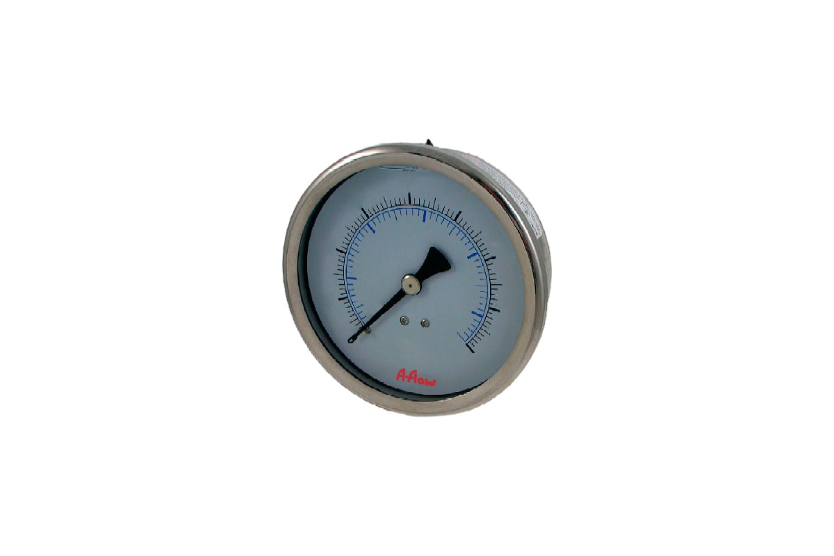 Манометр от 0 до 16 бар из нержавеющей стали, D40 мм, NPT 1/8", штуцер сзади по центру A-Flow G30-S-2N-40B-16bar