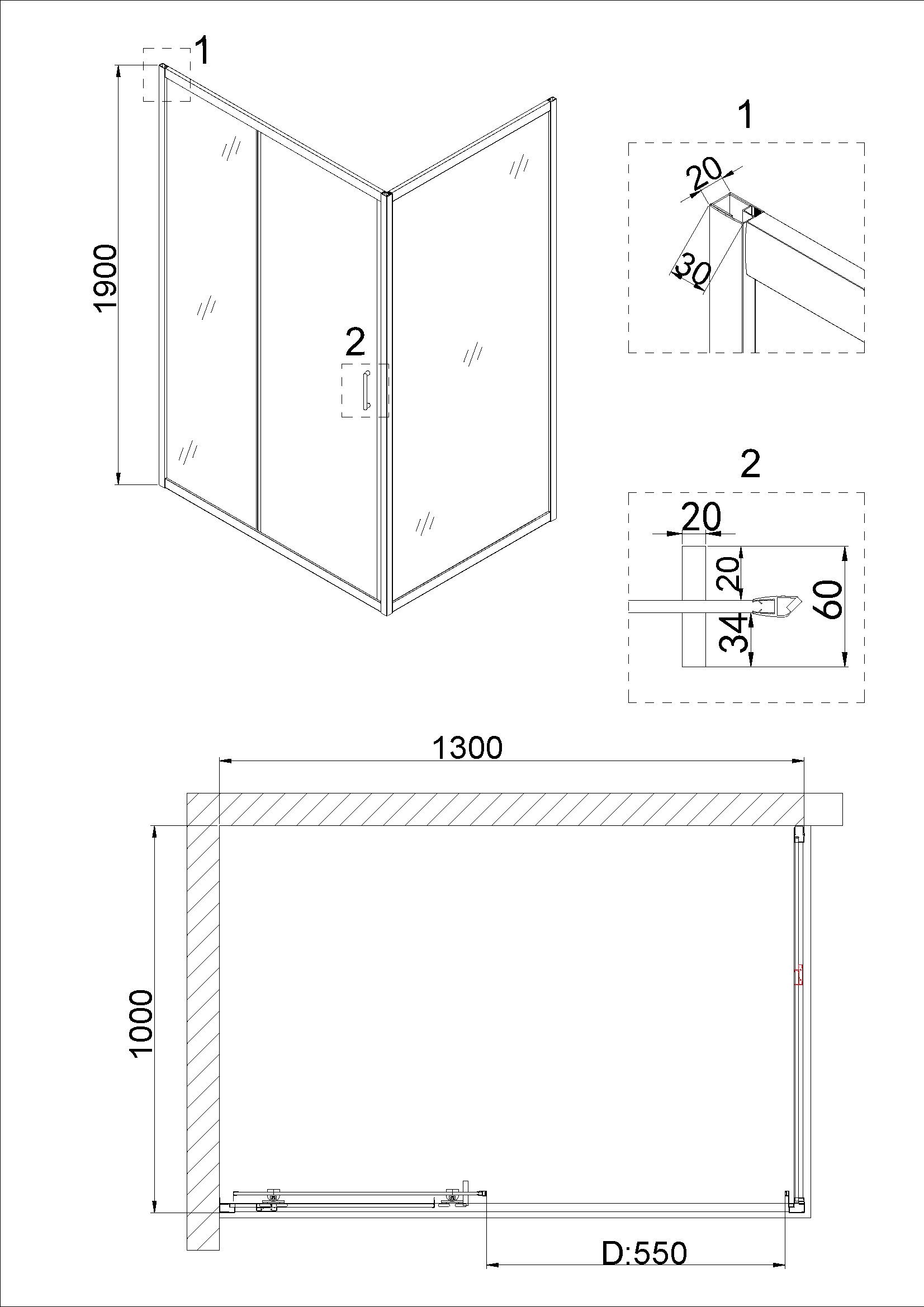 Душевой уголок Niagara Nova NG-62-13А-А100 130x100 прозрачный, хром