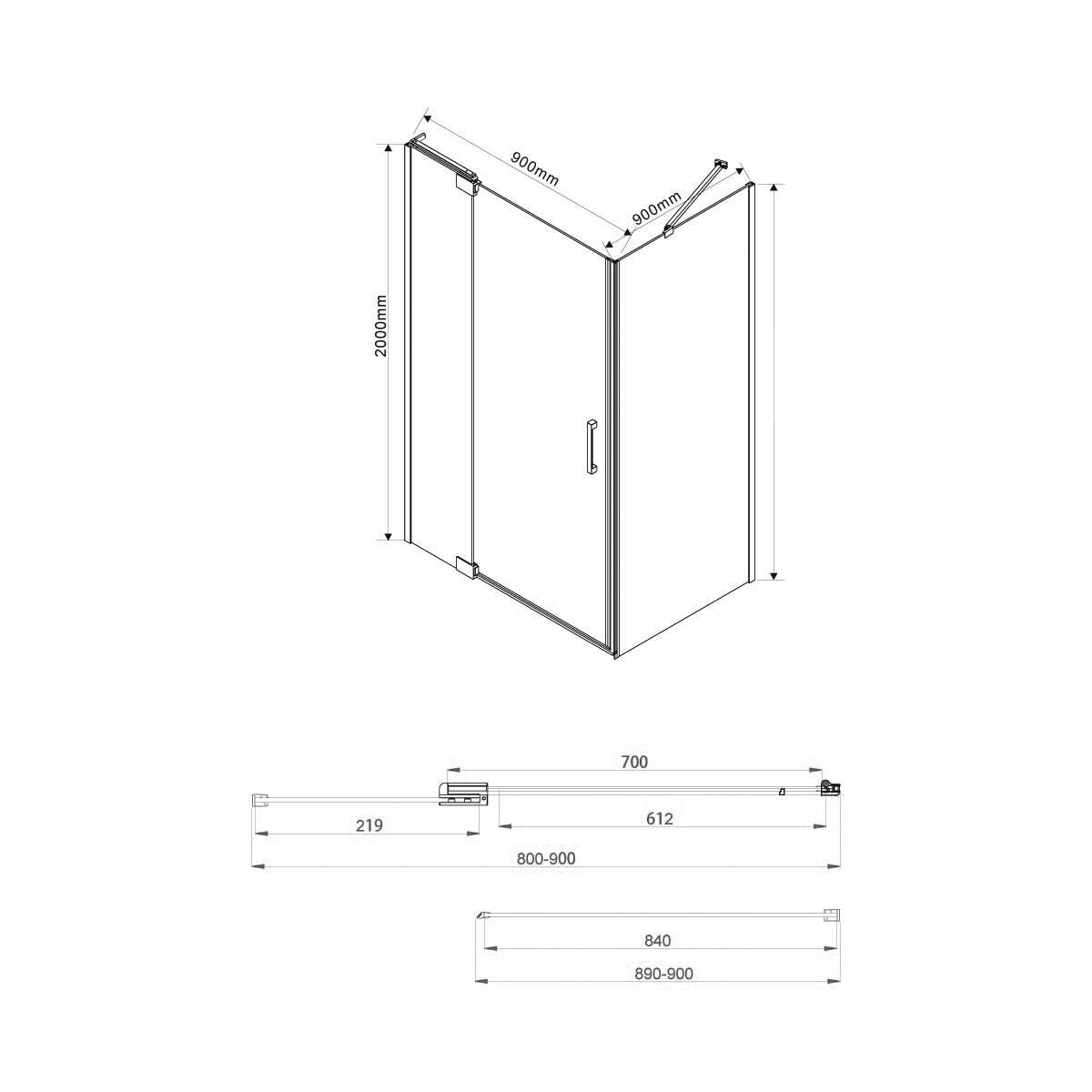 Душевой уголок Vincea Extra 80/90x90 VSR-1E809090CLB черный, прозрачный