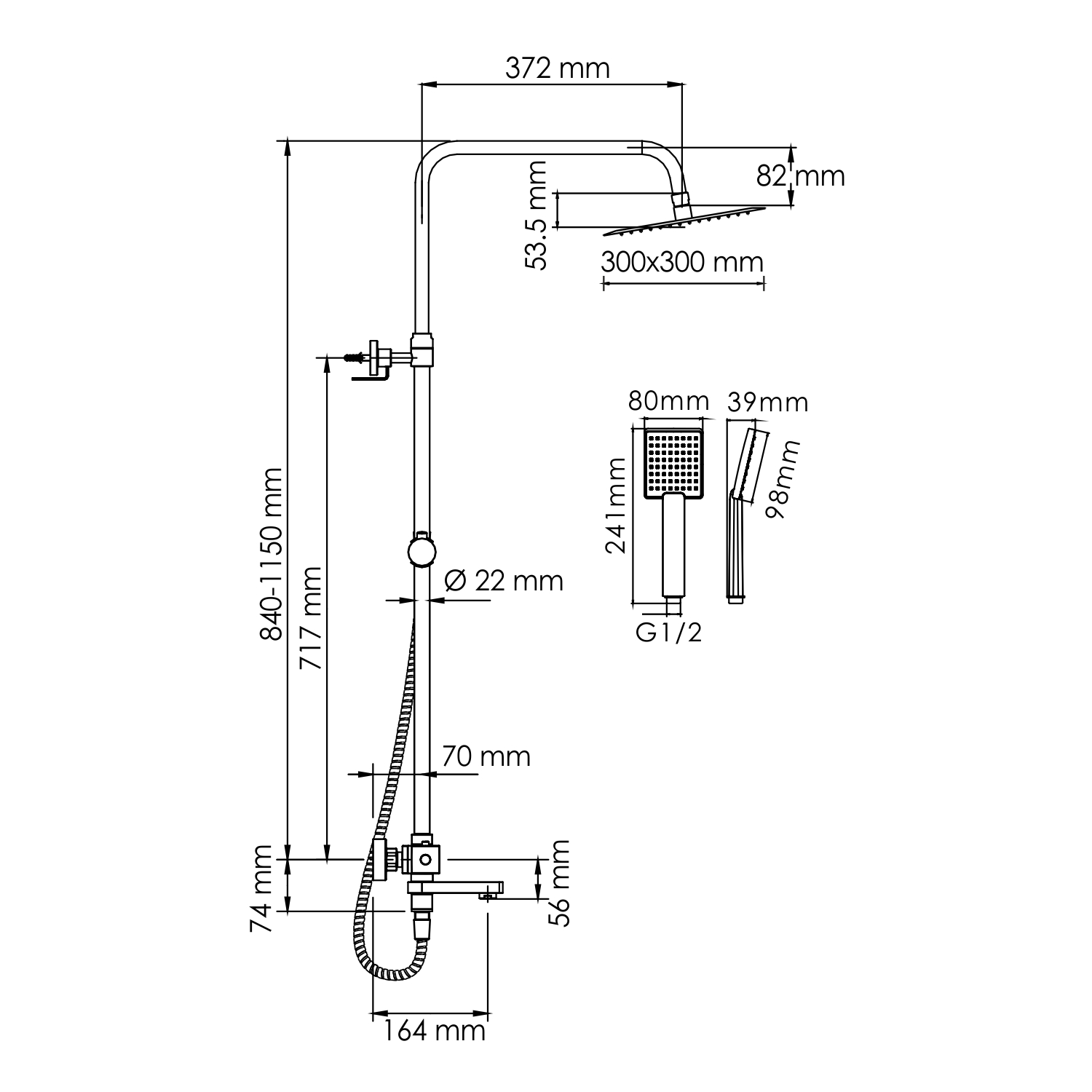 Душевая стойка WasserKRAFT A199.118.141.010.CH Thermo с термостатом, хром