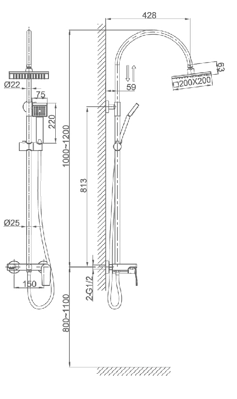 Душевая стойка D&K Rhein Lessing DA1323701C05