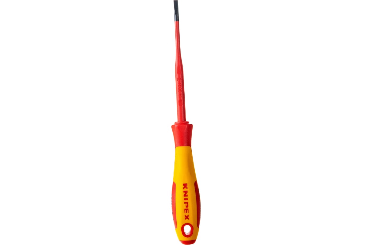 Отвертка Knipex SL4.0x0.8 шлицевая тонкая VDE, L лезвия 100 мм, 1000V, 2-комп. рук-ка KN-982040SL