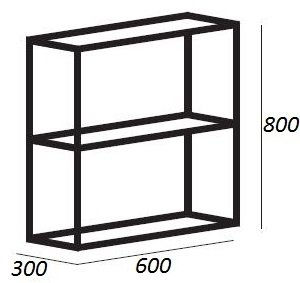 Полка металлическая Cezares Cadro 60x30x80, черный