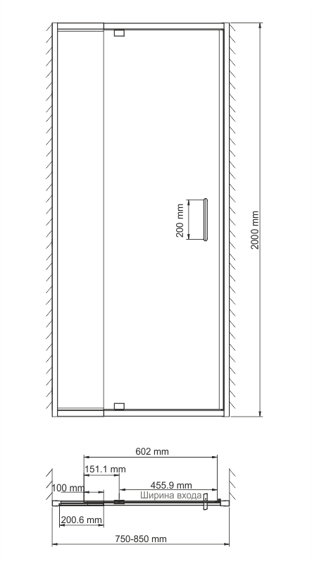 Душевая дверь WasserKRAFT Berkel 48P27 80x200