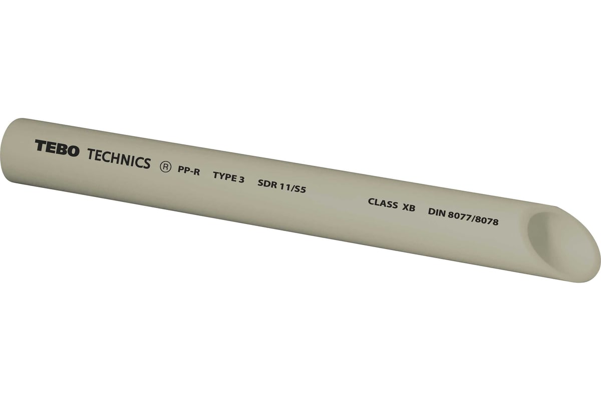 Труба TEBO PPR 25x2,3мм SDR11 4м серый 031010103