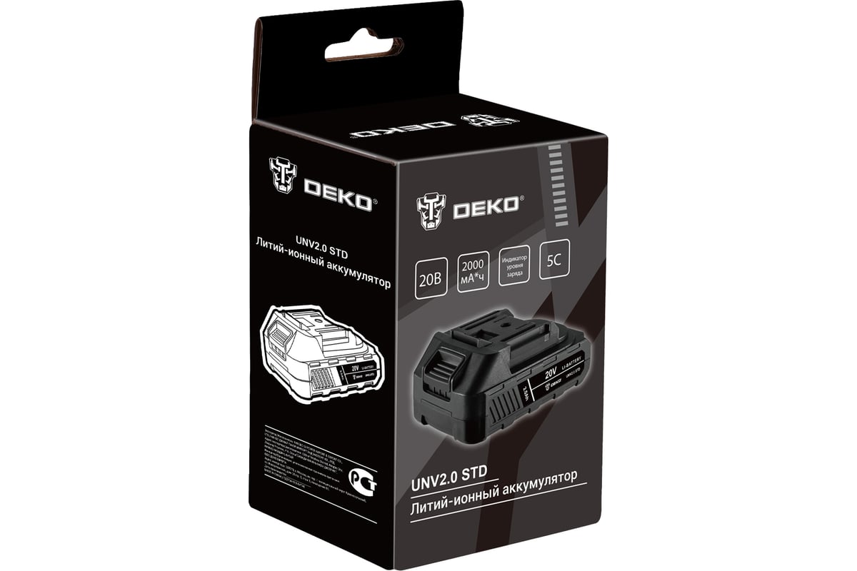 Аккумулятор Deko UNV2.0 STD, Li-ion, 20В, 2.0Аxч 063-4492