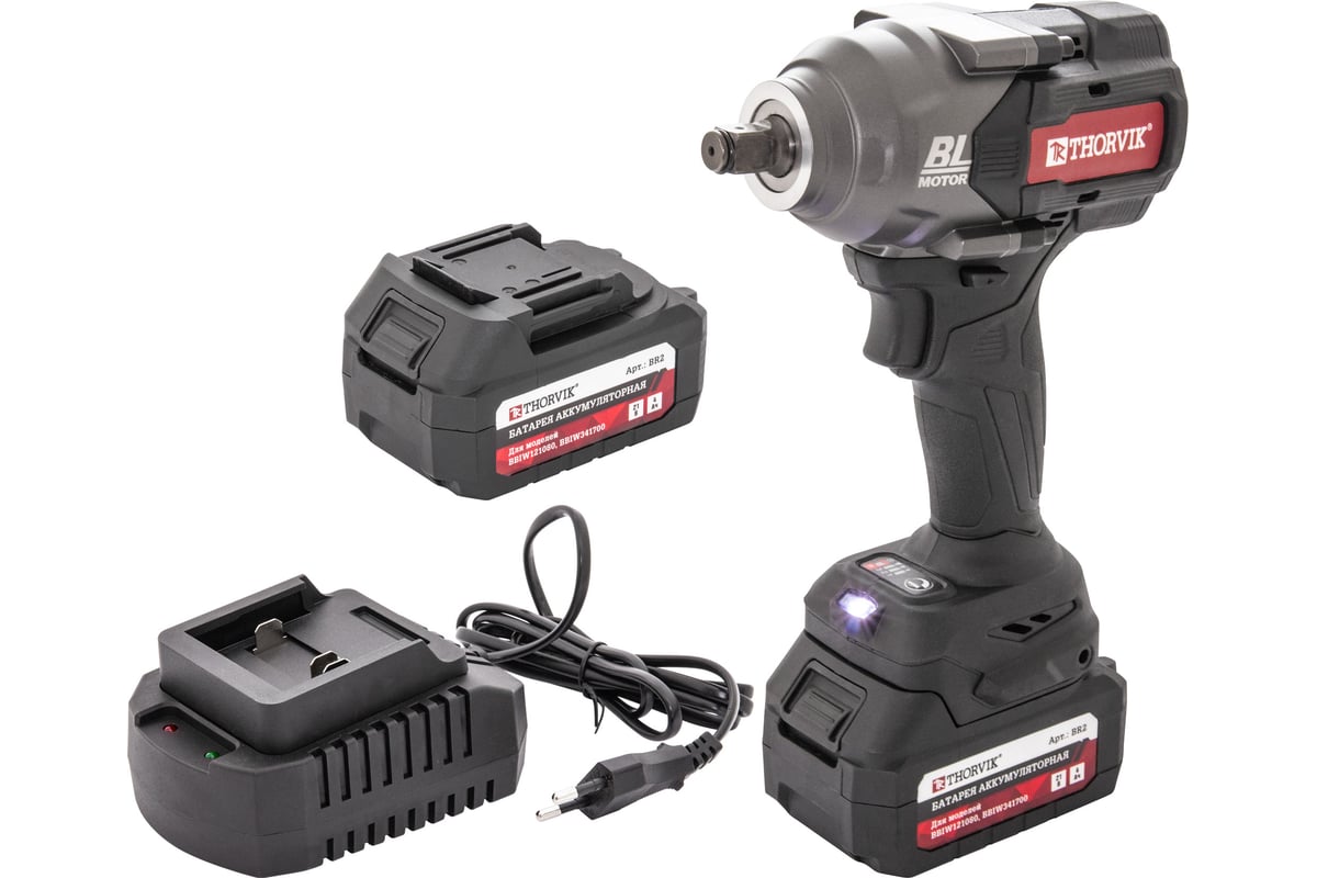 Ударный аккумуляторный бесщеточный гайковерт Thorvik BBIW121080 1/2DR, 21В, 1080 Нм 53653