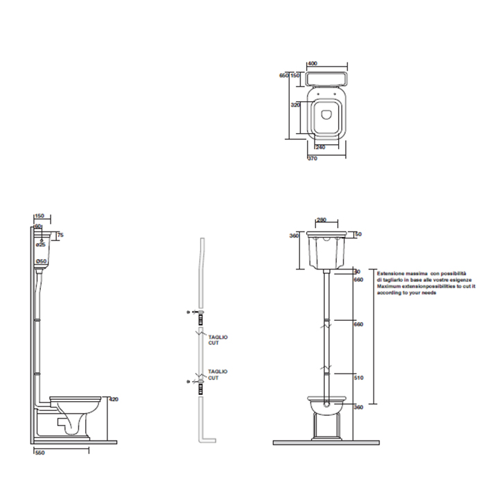 Унитаз с высоким бачком Kerasan Waldorf 418001/411601