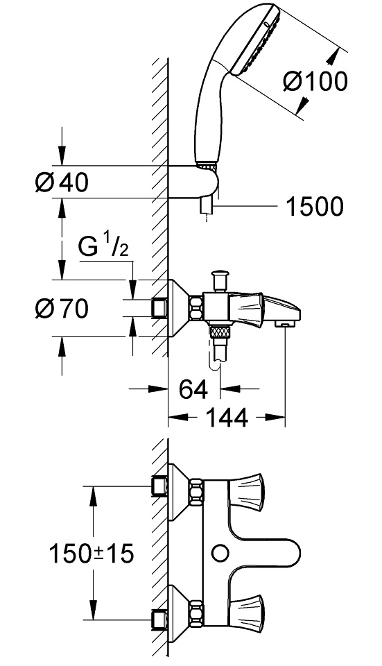 Смеситель для ванны Grohe Costa L 25460001 с душем