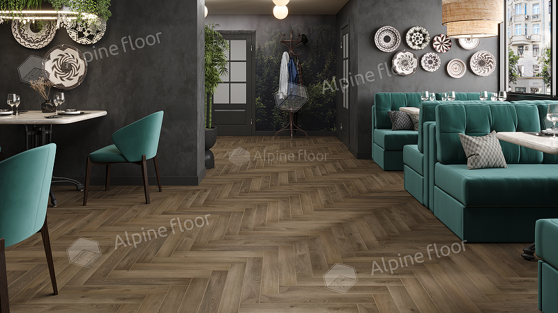 Ламинат Alpine Floor Herringbone 12 Pro Дуб Анжу 606x101x12 мм, LF106-11A