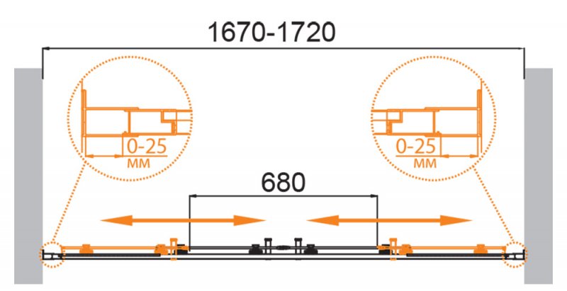 Душевая дверь Cezares MOLVENO-BF-2-170-C-BORO-IV 170x195, прозрачная, брашированное золото
