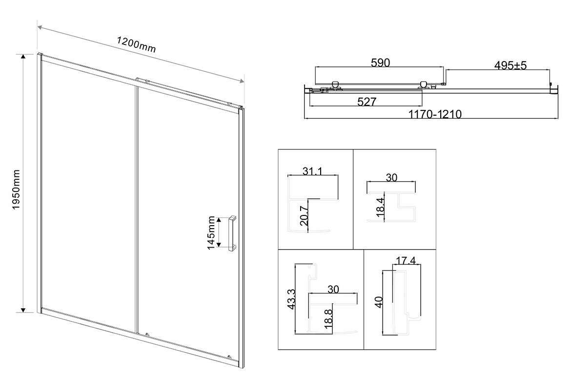 Душевая дверь Vincea City VDS-5CT120MT 120x195 хром, текстурная