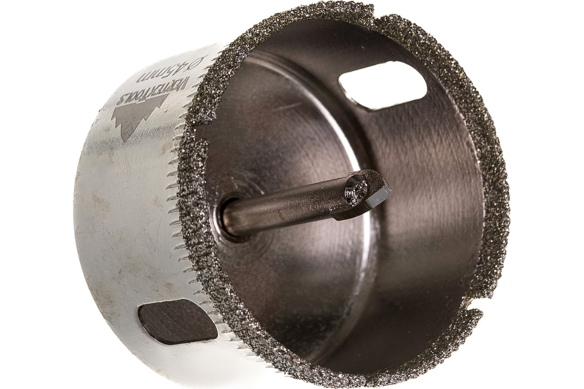 Коронка с центрирующим сверлом по стеклу и керамике (45х55 мм) Vertextools 336-45-55