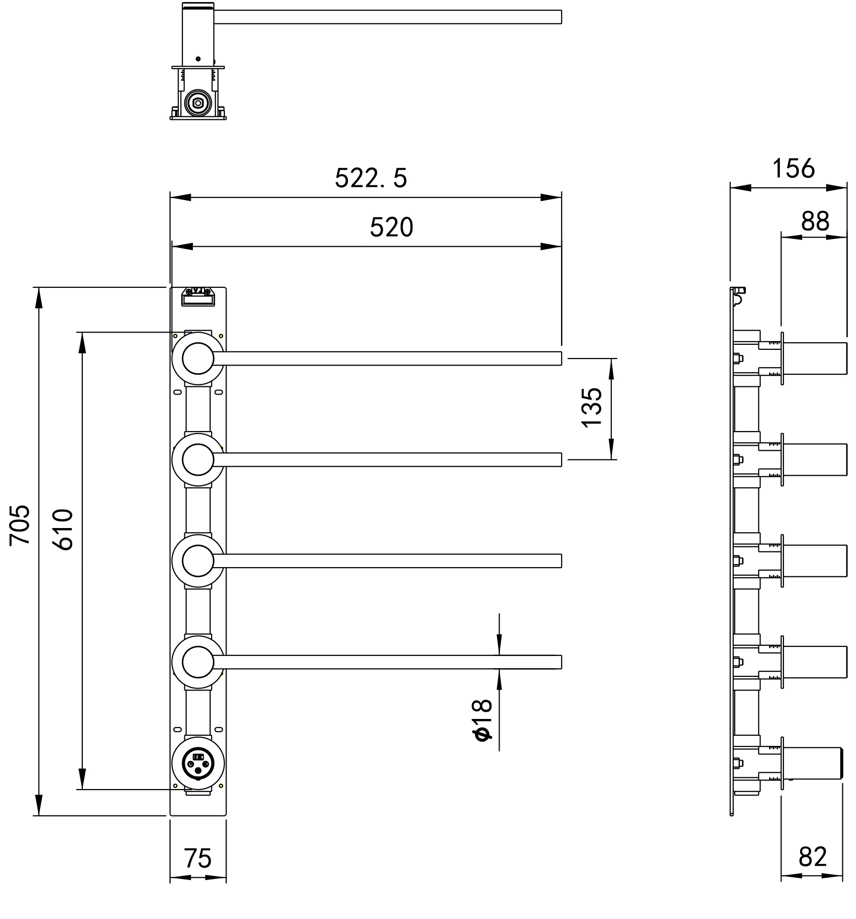 Полотенцесушитель электрический Wonzon&Woghand Munchen WW-A354-MB черный матовый