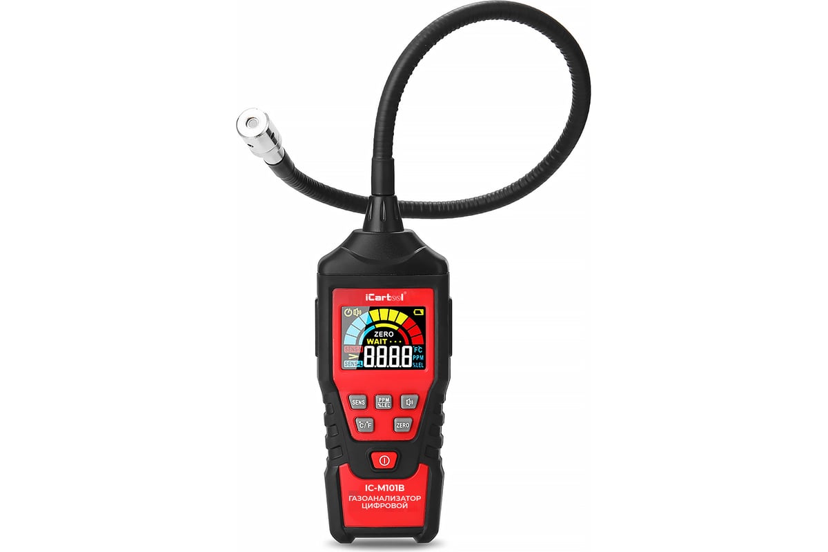 Цифровой детектор утечки взрывоопасных газов iCartool с зондом, 0-9999 ppm IC-M101B