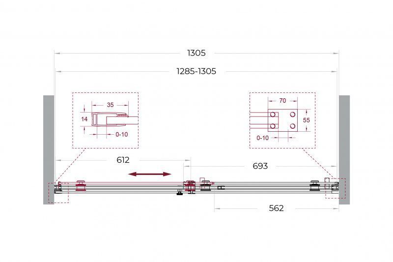 Душевая дверь BelBagno SOFT_CLOSE-2-BF-1-130-C-Cr 130x200 прозрачная, хром