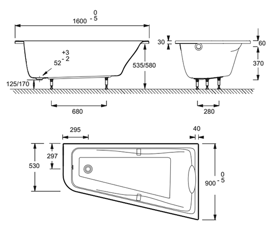 Акриловая ванна Jacob Delafon Odeon Up 160x90 R E5TN2250RU-00