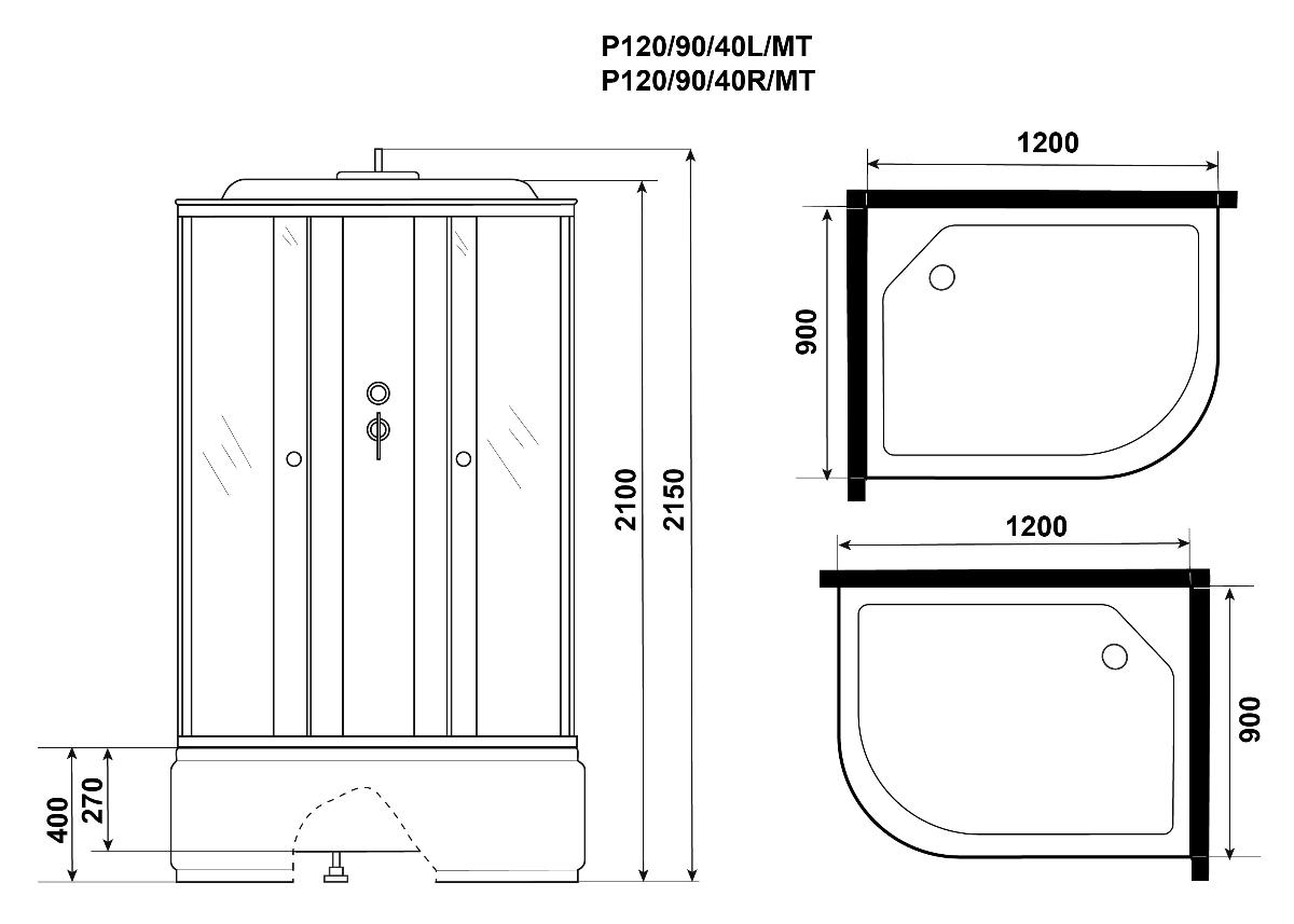 Душевая кабина Niagara Promo P120/90/40L/MT 120x90 стекло матовое, без г/м, L