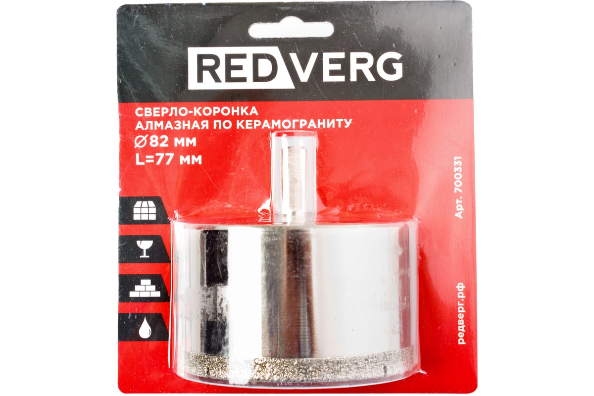 Сверло-коронка алмазная по керамограниту 82 мм Redverg 6627094