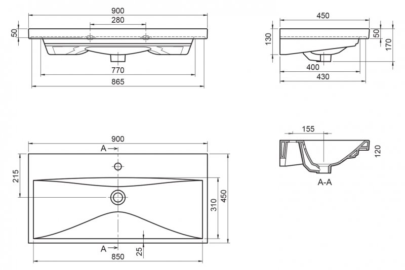 Раковина BelBagno BB-0323-90-LVB 90 см