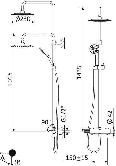 Душевая стойка Cezares Leaf LEAF-CDA-23-NOP черный матовый