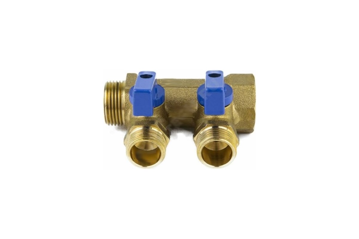 Коллектор Aquasfera латунь, шаровой кран, синий, 3/4", 3 выхода, 1/2", 35 мм 9025-02 027-8991