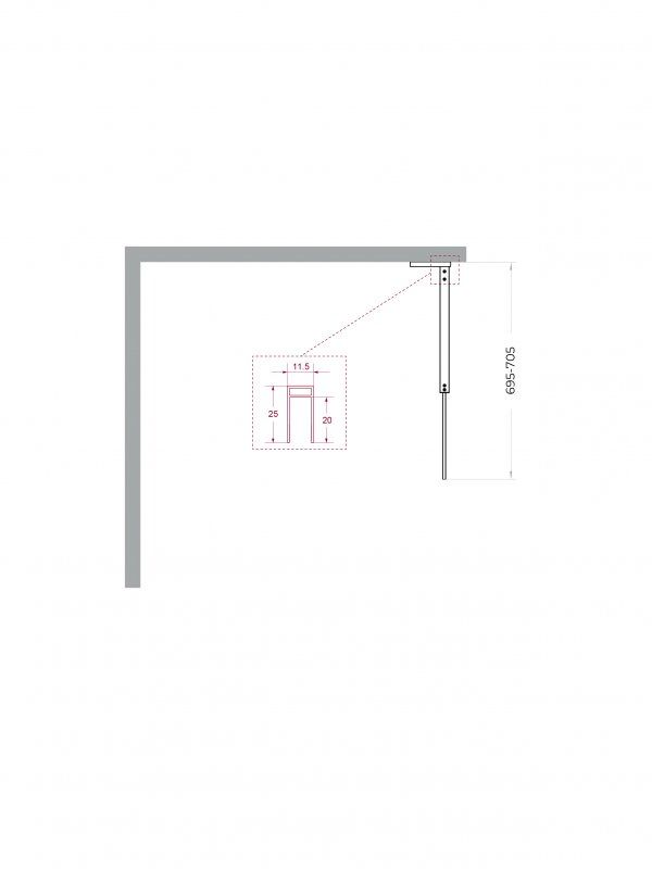 Душевая перегородка Belbagno UNO-L-1-TB-70-C-Cr 70x200 прозрачная, хром