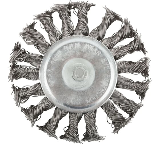 Корщетка, тип "колесо", со штифтом, стальная витая проволока, 100 мм MOS 38494М