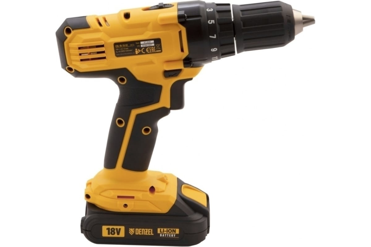 Аккумуляторная дрель-шуруповерт Denzel CDL-IB-18-02 26113, Li-Ion