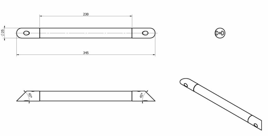 Поручень для ванны Black&White SN-1155 угловой