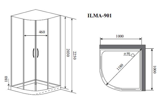 Душевая кабина TimoILMA901B 100x100 черный глянец