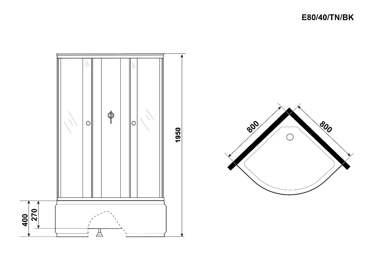 Душевая кабина Niagara Eco E80/40/TN/BK 80x80 стекло тонированное, без крыши и г/м