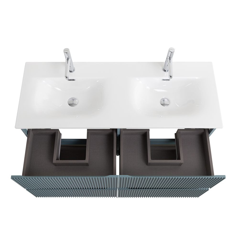Тумба с раковиной BelBagno Uno 120 см, 4 ящика, Голубой матовый