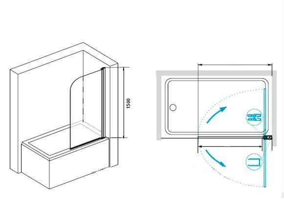 Шторка для ванны RGW Screens SC-09B 80x150 прозрачное, черный